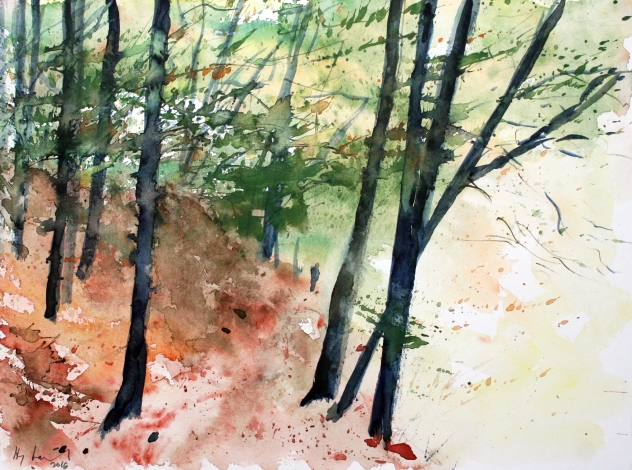 Aquarell: Am Huwenowsee, Schloss Meseberg